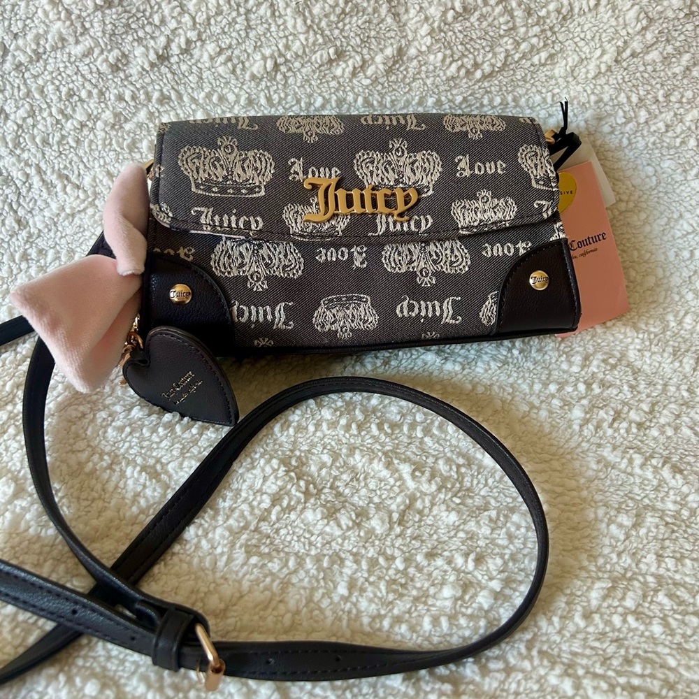Juicy Couture Canvas Logo Shoulder Bag Retro Style Y2K TikTok Viral Bow
